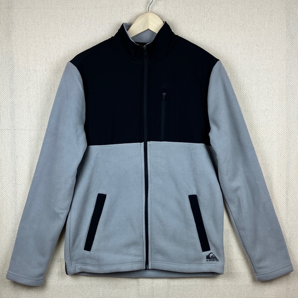 QUIKSILVER The Trail Polar Fleece Jacket Alloy Gray Black NWT
